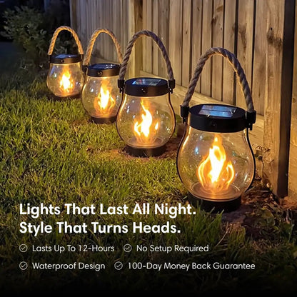 SolarFire - Outdoor Solar Lantern With Fire Effect Light