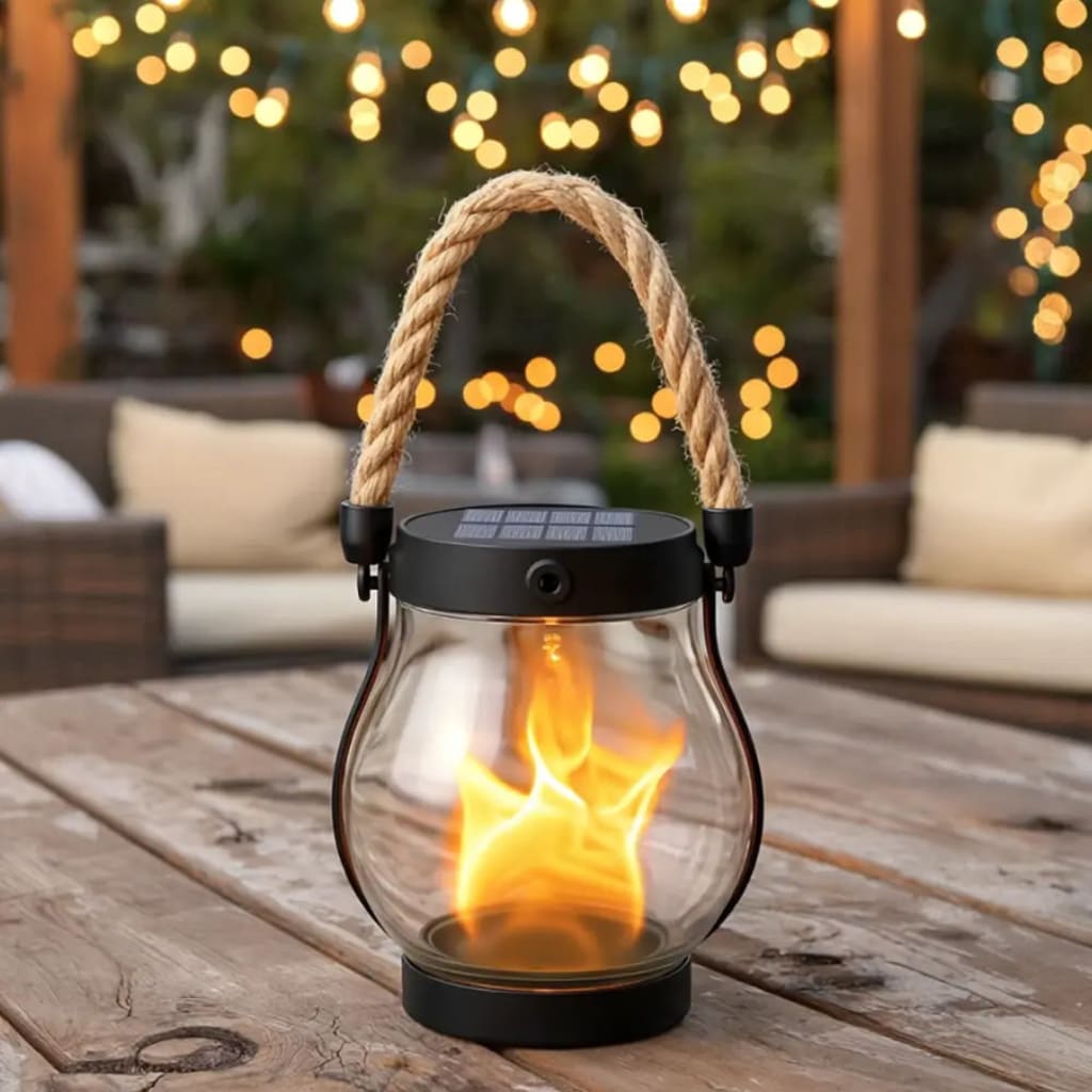 SolarFire - Outdoor Solar Lantern With Fire Effect Light