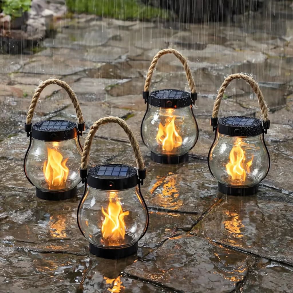 SolarFire - Outdoor Solar Lantern With Fire Effect Light