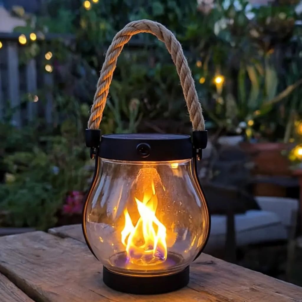 SolarFire - Outdoor Solar Lantern With Fire Effect Light