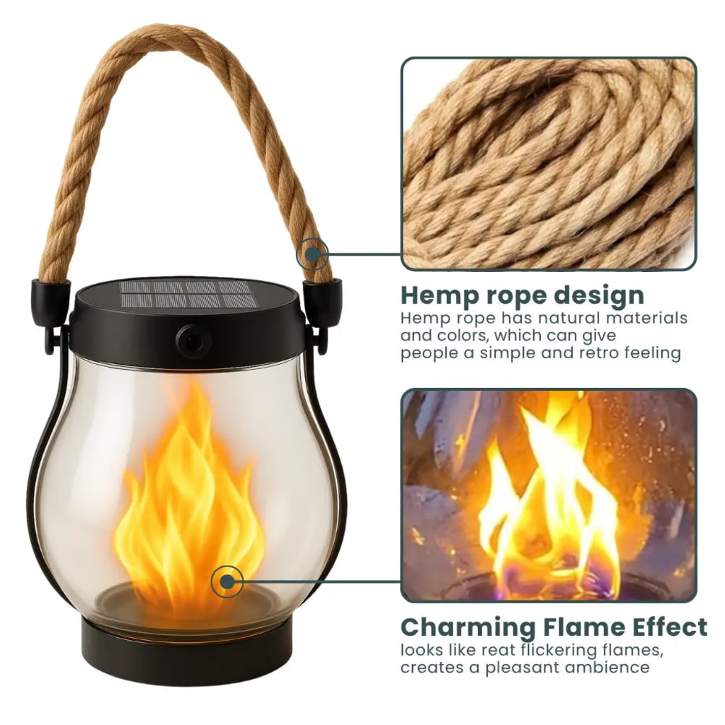 SolarFire - Outdoor Solar Lantern With Fire Effect Light